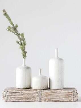 Set of 3 Reactive Glaze Stoneware Vases